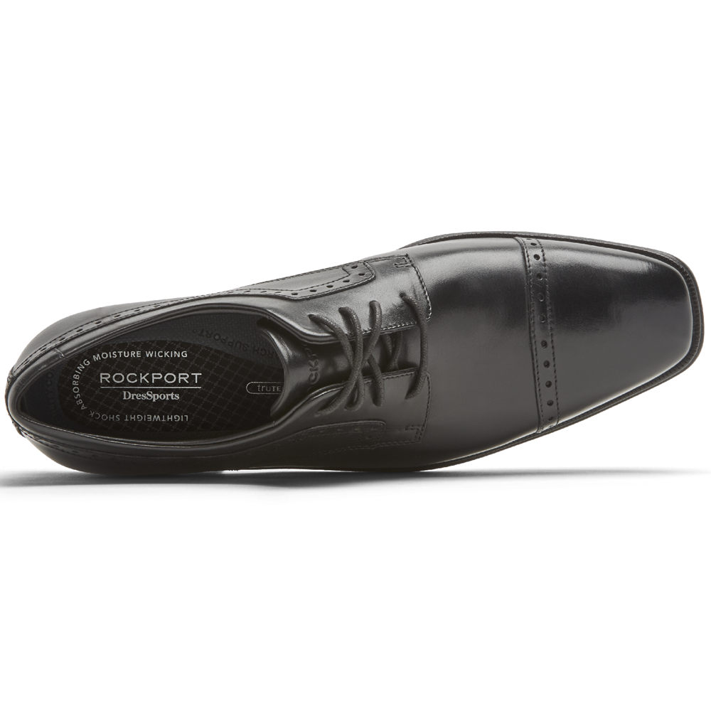 Rockport Singapore Mens Oxfords - Farrow Cap Toe Black - EM2153068